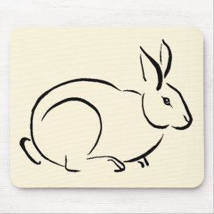 Brush stroke rabbit mouse pad