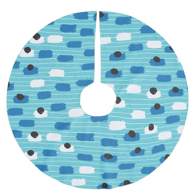 Brush stroke seamless pattern, hand-drawn. brushed polyester tree skirt (Front)