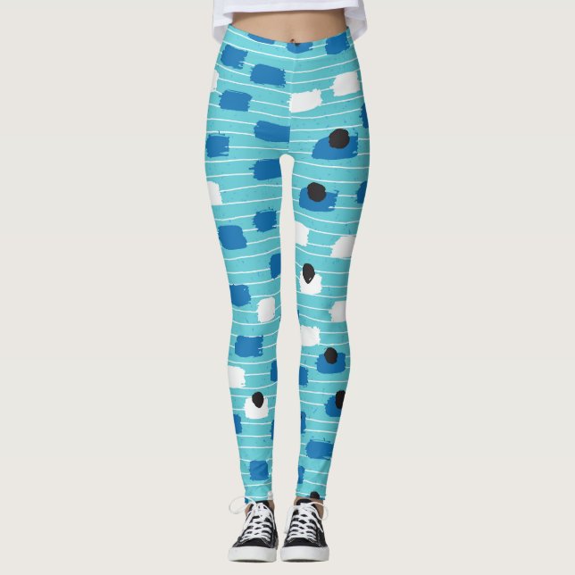 Brush stroke seamless pattern, hand-drawn. leggings (Front)