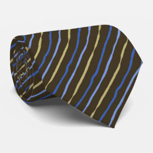 Brush Stroke Striped Brown & Peri Two-sided Tie