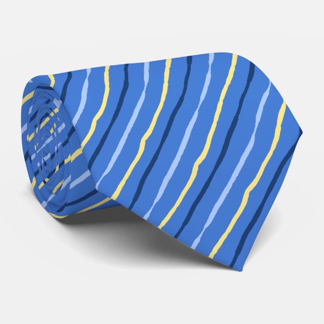 Brush Stroke Striped Soft Blue Wedding Two-sided Tie (Rolled)