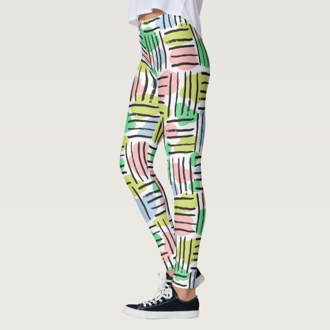 Brush stroke stripes and pastels leggings (Left)