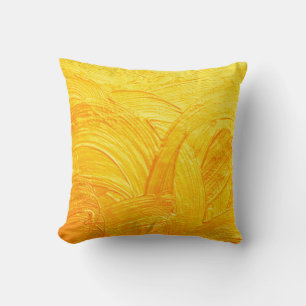 Brush strokes and curves gold abstract background cushion