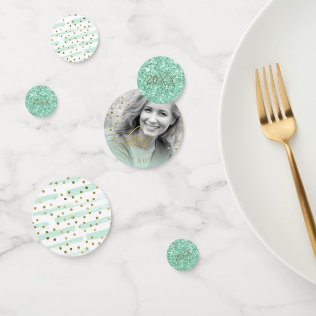 Brush Strokes & Confetti Mint Green/Gold ID511 (Group)