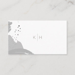 Brush Strokes Monogram Grey Business Card
