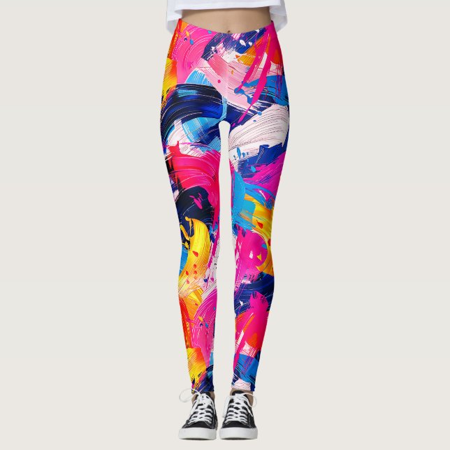 brush strokes pattern leggings (Front)