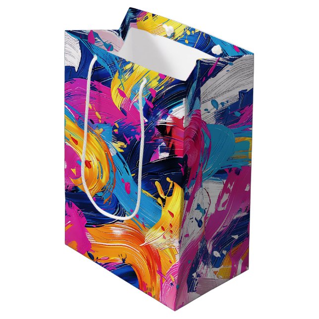 brush strokes pattern medium gift bag (Front Angled)
