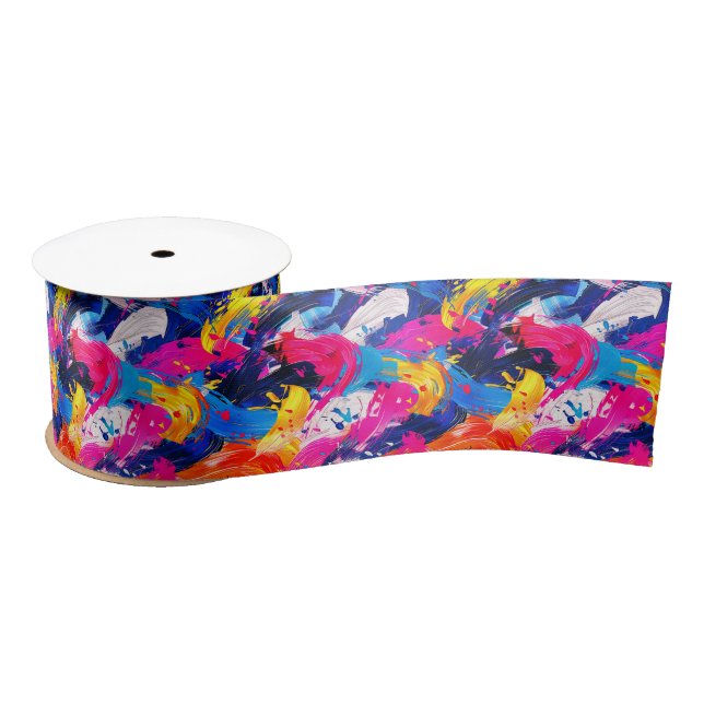 brush strokes pattern satin ribbon (Spool)
