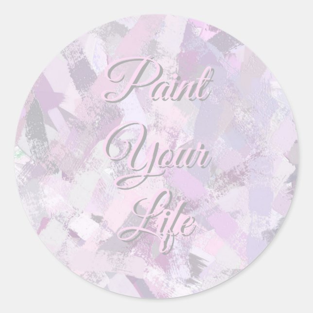 Brush strokes texture. Text. Classic Round Sticker (Front)