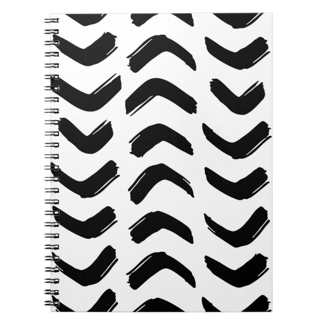 Brush strokes vintage seamless pattern. Black and  Notebook (Front)