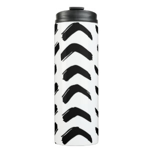 Brush strokes vintage seamless pattern. Black and  Thermal Tumbler