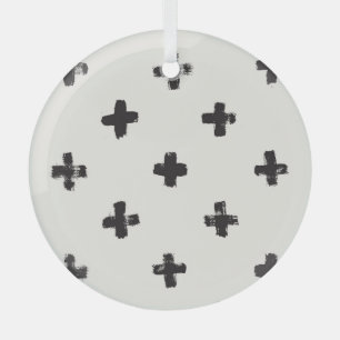 Brush Strokes Vintage Seamless Pattern Glass Tree Decoration