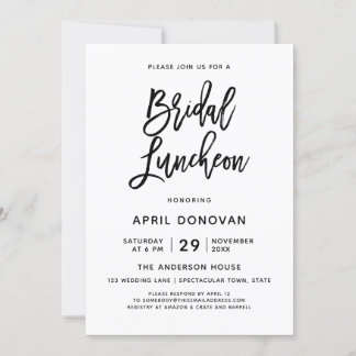 Brush Typography Bridal Luncheon Invitation