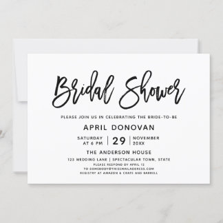 Brush Typography Bridal Shower Invitation