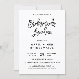 Brush Typography Bridesmaids Luncheon Invitation