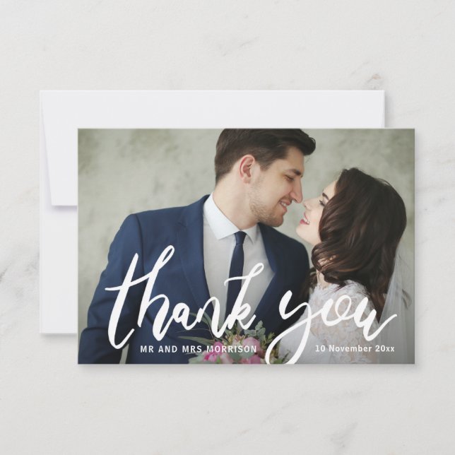 brush typography wedding photo card (Front)