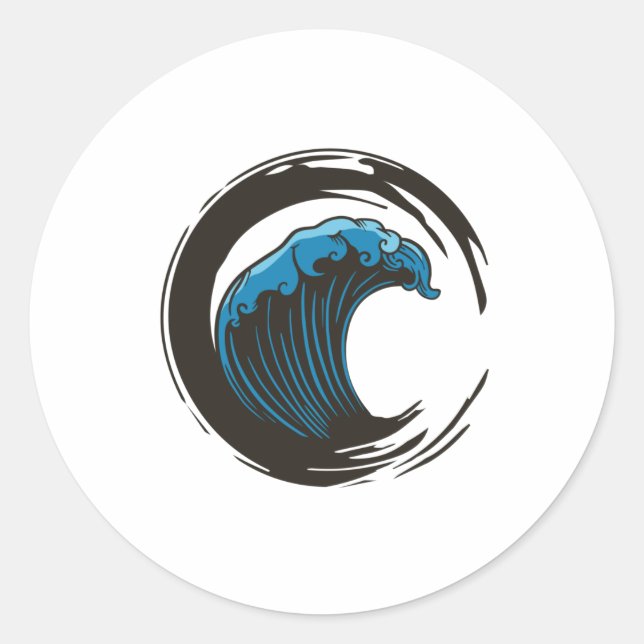 BRUSH WAVE Zen Eso Classic Round Sticker (Front)