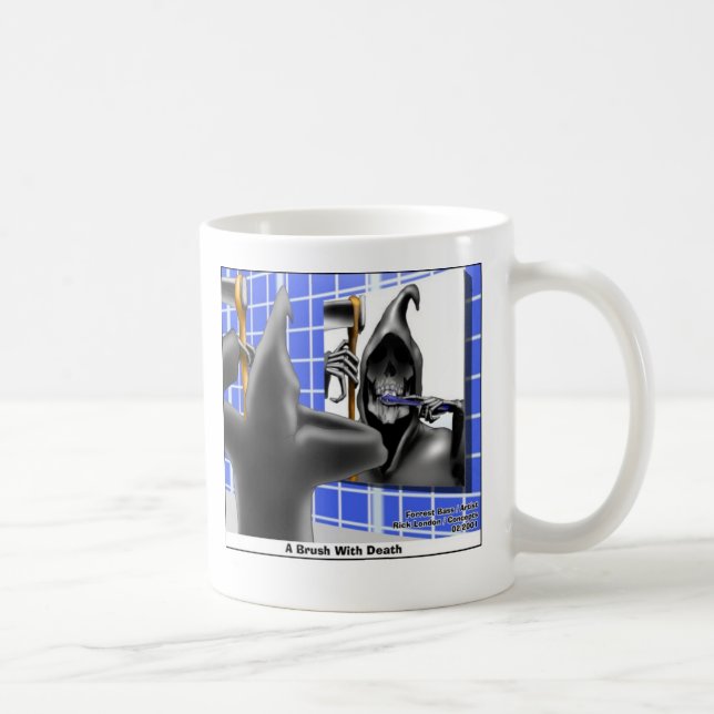 Brush With Death Funny Halloween Cartoon Gifts Coffee Mug (Right)