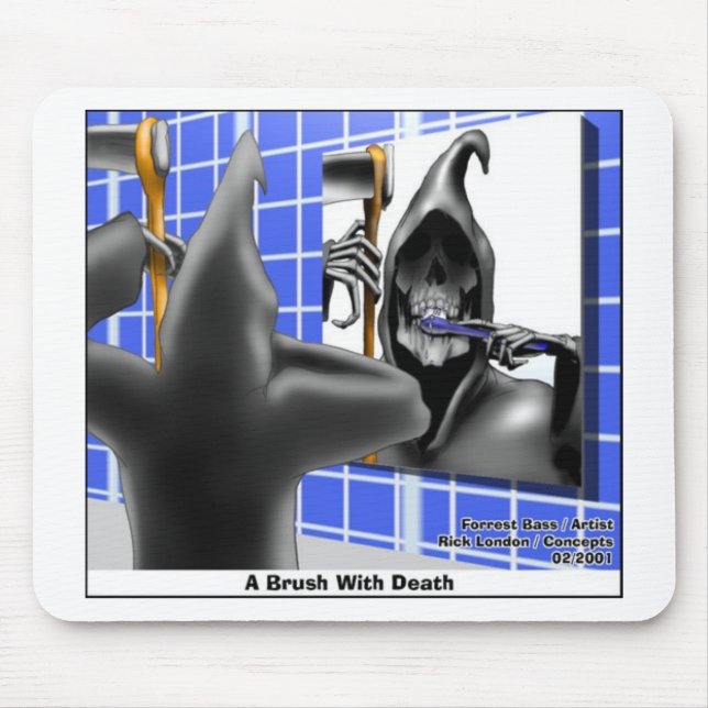 Brush With Death Funny Halloween Cartoon Gifts Mouse Pad (Front)