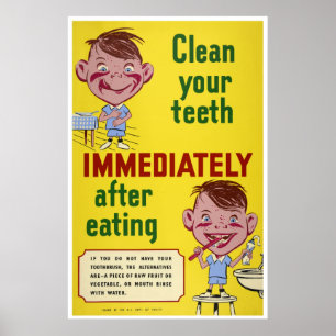Brush Your Teeth Dental Health Children Poster
