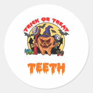 Brush Your Teeth Funny Dental Hygienist Pun Classic Round Sticker