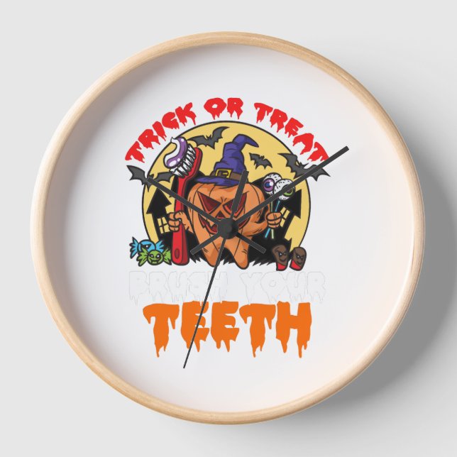 Brush Your Teeth Funny Dental Hygienist Pun Clock (Front)