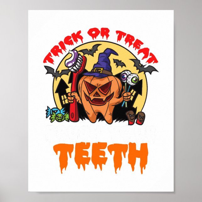 Brush Your Teeth Funny Dental Hygienist Pun Poster (Front)