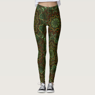 Brushed aged brownish blue kaleidoscope gear style leggings
