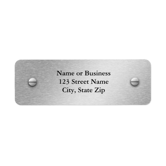 Brushed Aluminium and Screws Return Address Label (Front)
