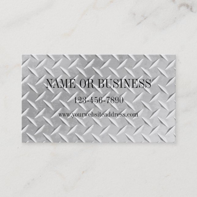 Brushed Aluminium Diamond Plate Metal Business Business Card (Front)