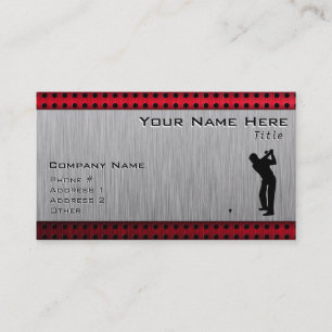 Brushed Aluminium look Golfer Business Card