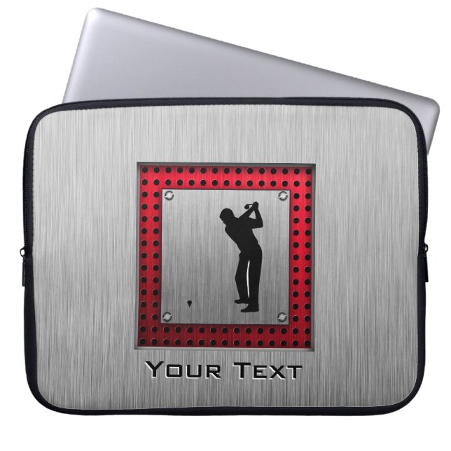 Brushed Aluminium look Golfer Laptop Sleeve (Front)