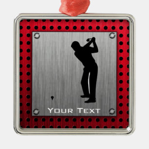 Brushed Aluminium look Golfer Metal Ornament