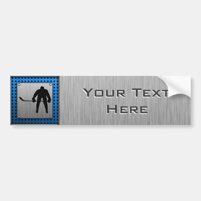 Brushed Aluminium look Hockey Bumper Sticker (Front)