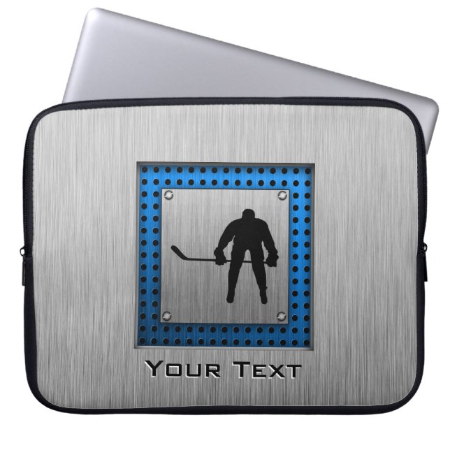 Brushed Aluminium look Hockey Laptop Sleeve (Front)