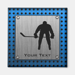 Brushed Aluminium look Hockey Magnet
