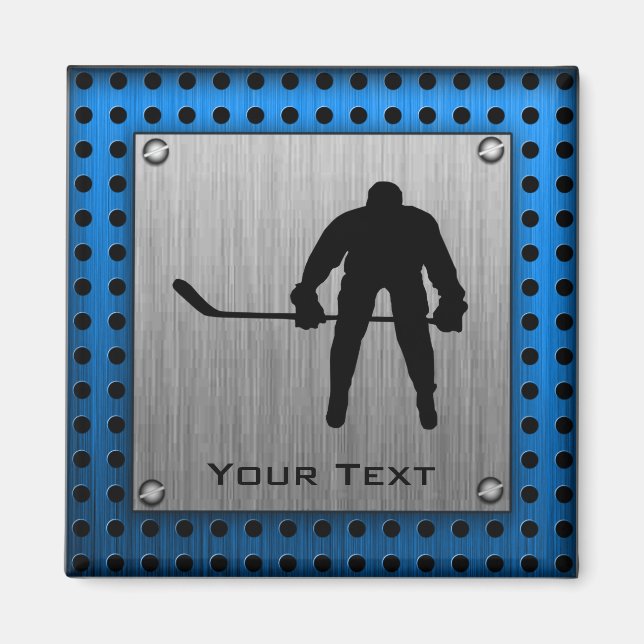 Brushed Aluminium look Hockey Magnet (Front)