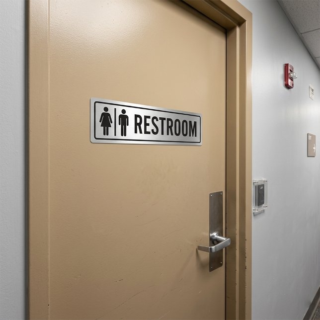 Brushed Aluminium Look Restroom Sign Bumper Sticker (Creator Uploaded)