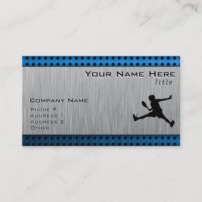 Brushed Aluminium look Tennis Business Card (Front)