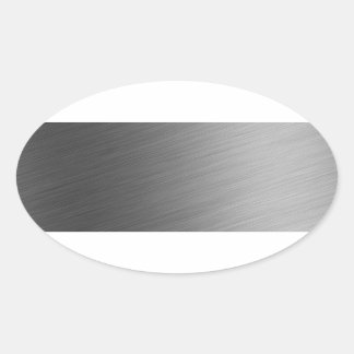 Brushed Aluminium Metal Look Oval Sticker