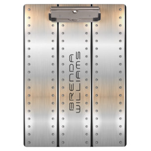 Brushed aluminium texture geometric design clipboard