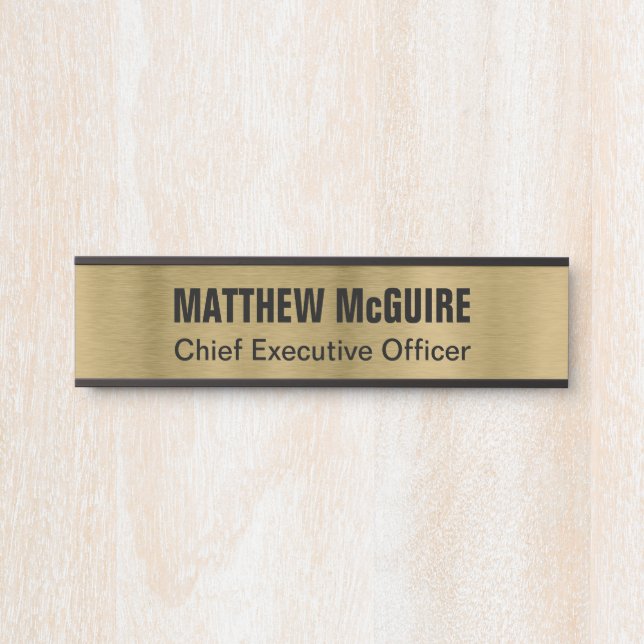 Brushed Antique Gold Look Office Door Sign (Front)