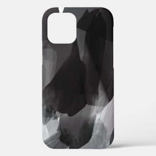 Brushed Black and white Painted Abstract Backgroun iPhone 12 Case
