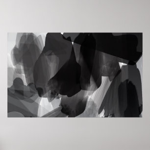 Brushed Black and white Painted Abstract Backgroun Poster