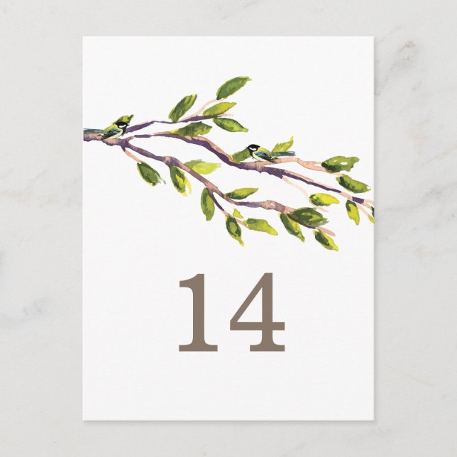 Brushed Branches Table Number Postcard (Front)