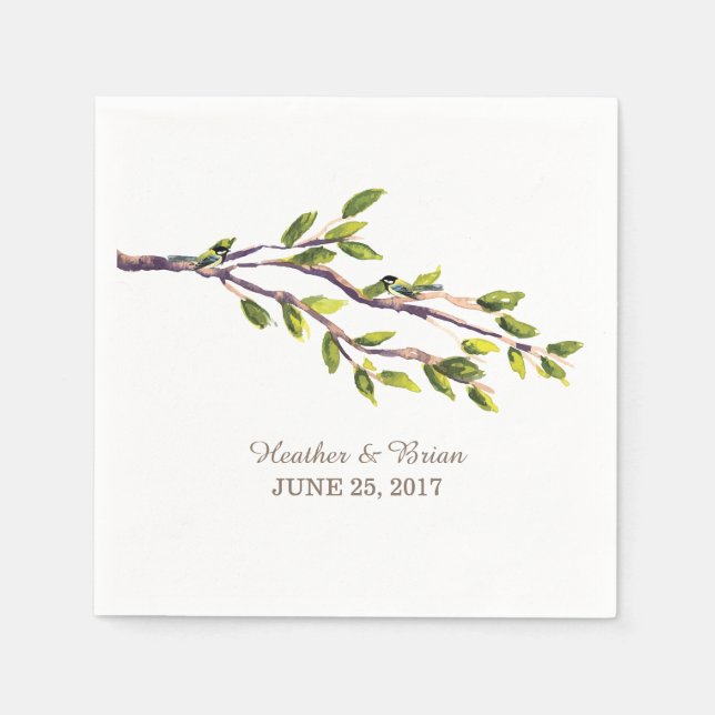 Brushed Branches Wedding Paper Napkins (Front)