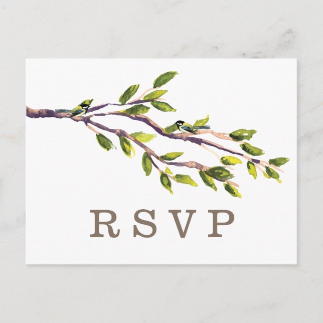 Brushed Branches Wedding RSVP Postcard (Front)