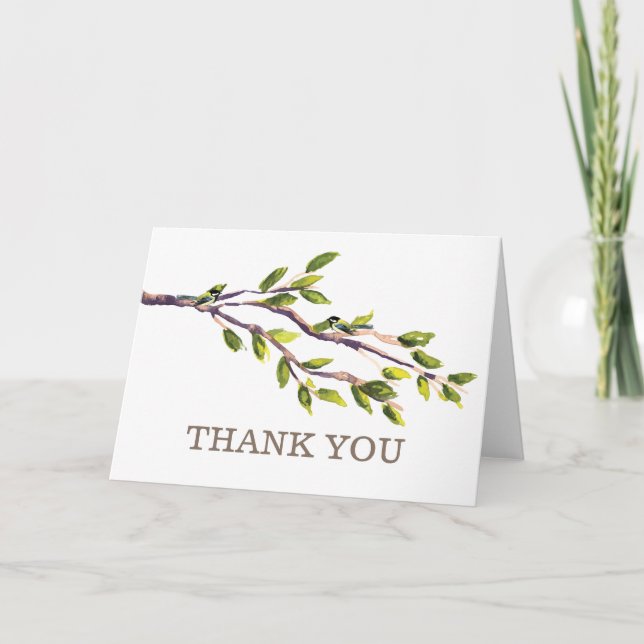 Brushed Branches Wedding Thank You Card (Front)