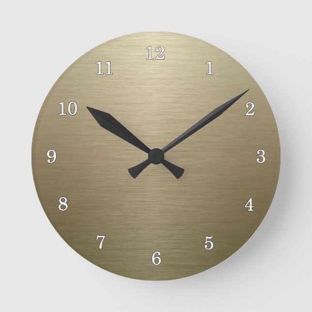 Brushed Bronze Round Clock (Front)