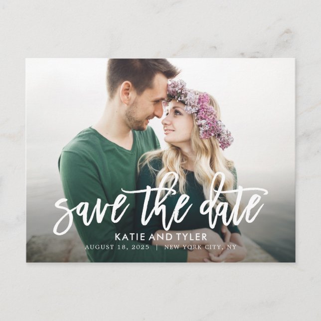 Brushed Charm CUSTOM COLOR Save The Date Postcard (Front)